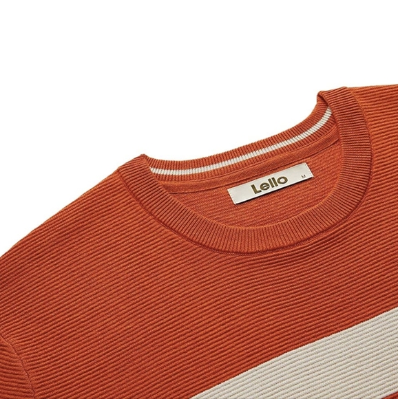 Lello Men's Organic Cotton Ottoman Stitch Midweight Crewneck Sweater - Picture 2 of 8